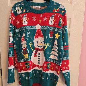Festive Snowman Sweater - Red and Green